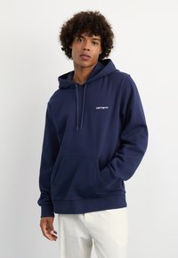 Carhartt WIP HOODED SCRIPT EMBROIDERY - Jersey con capucha - blue/white