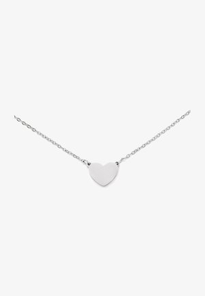 Silberne Kettenhalskette mit einem polierten Herzanhänger. Das Herz ist einfach, symmetrisch und hat eine glatte Oberfläche.