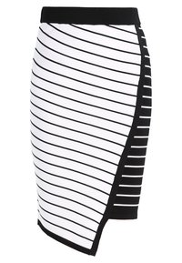Jupe Crayon River Island Femme - Noire Rayée - Taille 8 (24 Pouces) - Longueur Midi - Viscose