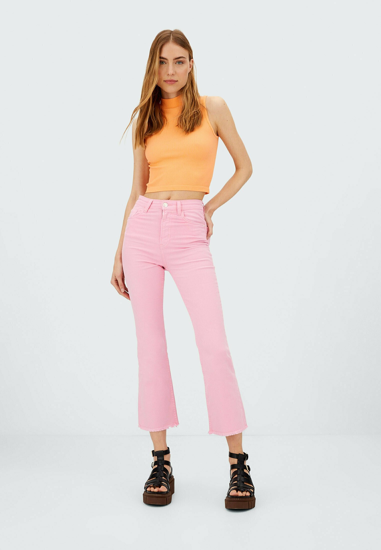 Stradivarius Jeans a zampa - mottled pink/rosa screziato - Zalando.it