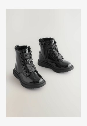 Next, WIDE FIT - Bottines à lacets - black patent sparkle