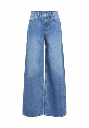 Løse denimjeans i lyseblå, med et klassisk fem-lomme design, knaplukning og frynsede kanter for et afslappet udseende.