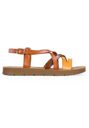 Sandali Donna Mariamare 68151 In Pelle Color Caiman/Avellana - Tacco Piatto, Chiusura Con Fibbia, Taglia 36