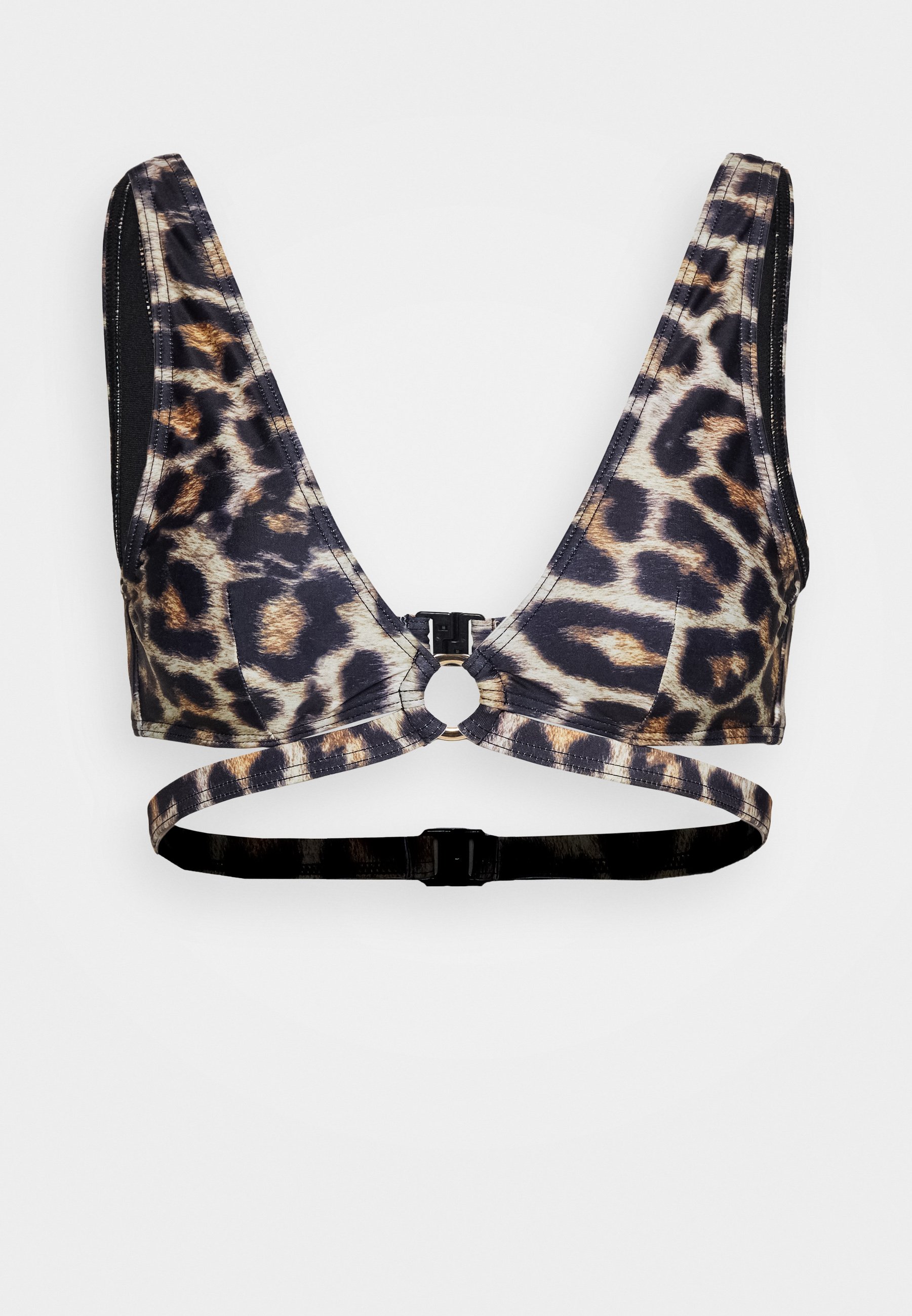 Wolf & Whistle LEOPARD PRINT RING CROP Bikinitopp black Wolf & Whistle LEOPARD PRINT RING CROP - Bikinitopp - black/brown
