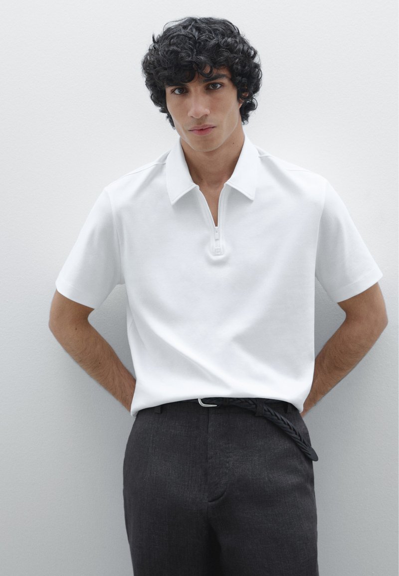 Massimo Dutti SHORT SLEEVE POLO NECK - Polo - white