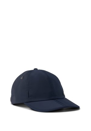 Navy blue baseball cap with curved brim and ventilation eyelets, shown against a white background.