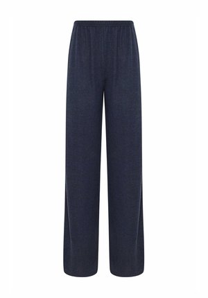 Wide-leg sweatpants in dark navy, featuring an elastic waistband, soft texture, and no visible seams or embellishments.