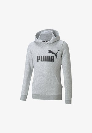 Hallhuvi hall värviga, mis on valmistatud pehmest kangast. Sel on ees suur tasku, ribakujulised varrukad ja silmatorkav must PUMA bränding.