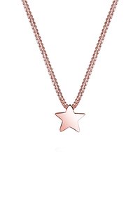 Collier chaînette en or rose avec un pendentif en forme d'étoile lisse et poli, centré sur un fond blanc.