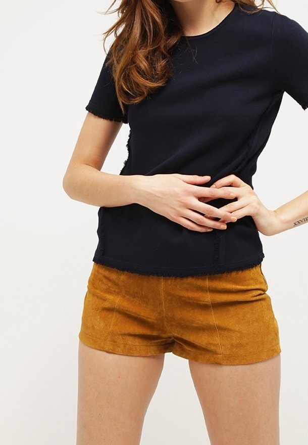 Short Old Navy En Coton Mélangé - Taille 2 - Jaune Clair Et Bleu Marine - Occasion Très Bon état