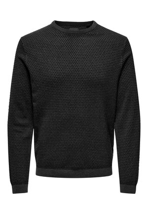 LEGERER FEIN GEPUNKTETER LONGSLEEVE - Jumper - dunkelgrau