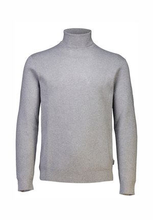 Harmaa poolopaita, joka on valmistettu teksturoidusta neulekankaasta. Samanlaisiin ominaisuuksiin kuuluvat pitkät hihat, tiivis kaulus sekä resorit hihoissa ja helmassa mukavuutta varten.