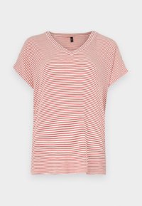 ONLTINE V NECK - T-shirt imprimé - cloud dancer/high risk red