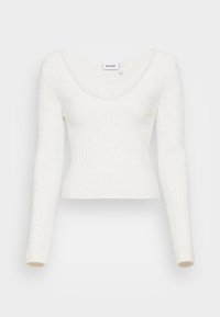 Weekday PAOLINA V NECK - Camisola - white dusty light