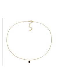 Collier doré avec une chaîne délicate et un pendentif en pierre précieuse noire octogonale, comportant un fermoir et une chaîne d'extension réglable.