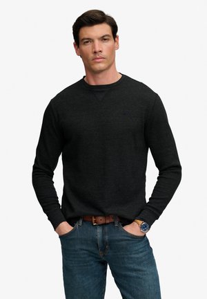 Superdry & Co, SUPERDRY CLASSIC SLUB WAFFLE TOP.. - Strickpullover - black marl