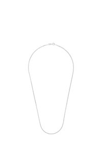 Collana in argento con un delicato design testurizzato e chiusura a moschettone. Finitura liscia e raffinata senza dettagli aggiuntivi.
