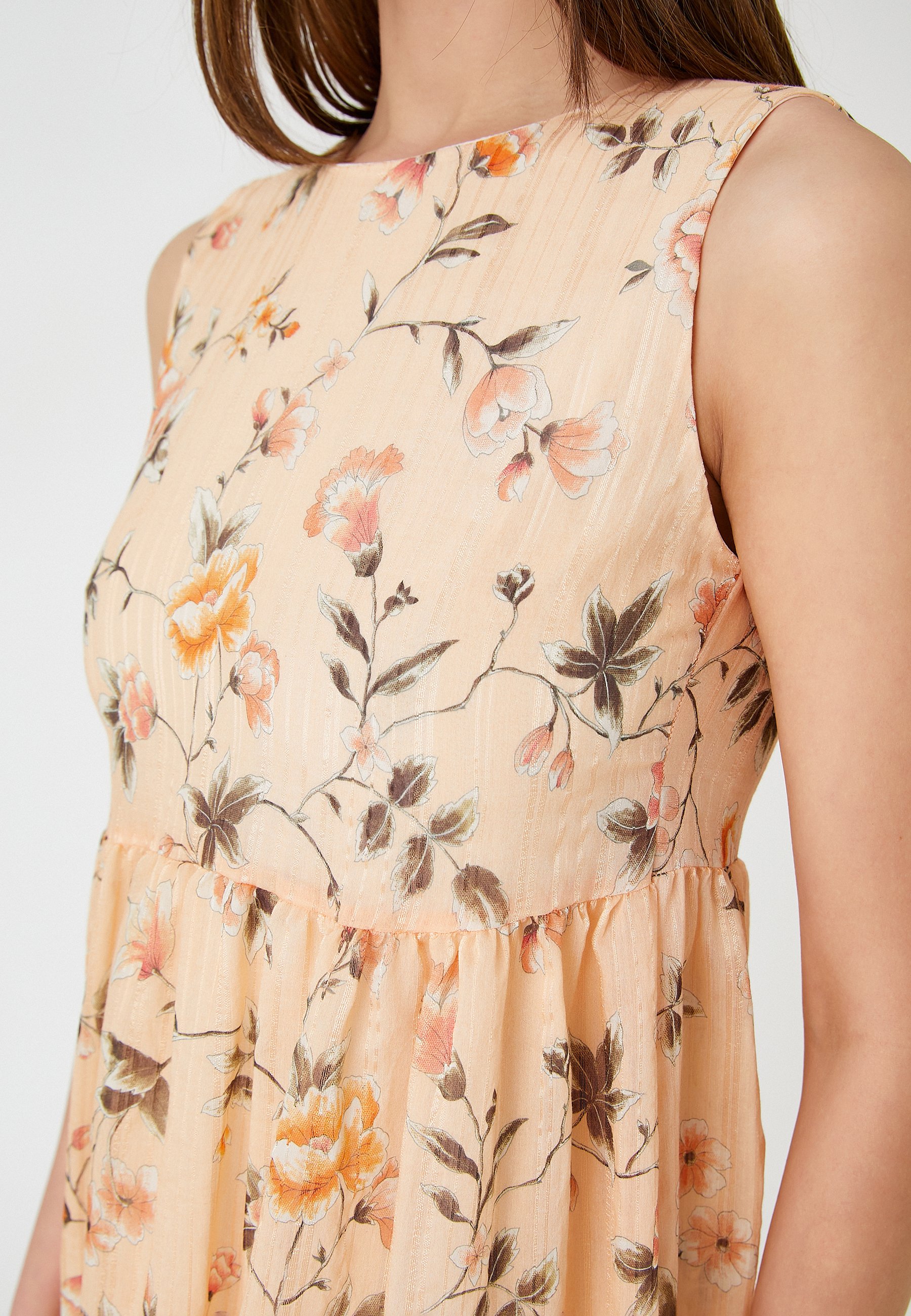 Koton Mädchenkleid Mit Blumenprint – ärmellos, Rüschen, Aus Viskose, Für 24/36 Monate, Maschinenwaschbar