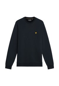 Marineblauwe sweatshirt van een katoenmix, met een ronde hals, lange mouwen en een gouden arendlogo op de linkerkant van de borst.