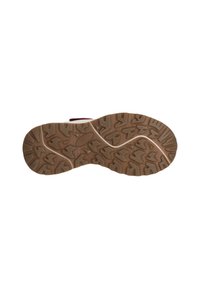 Gummisål med et zigzag-mønster, i en brun farve. Let forhøjede kanter og tekstureret overflade for bedre greb.