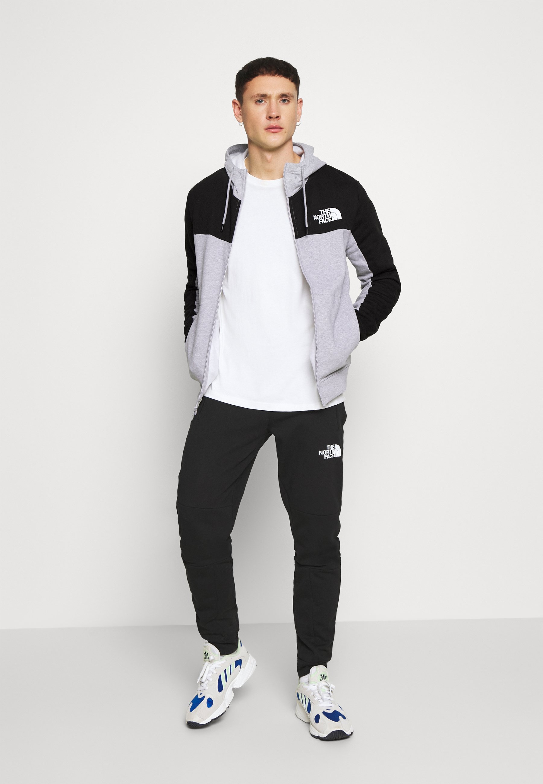 north face black and grey hoodie