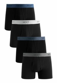 Shorts de boxeur noirs avec des couleurs de ceinture variées : marine, gris et blanc. Fabriqués dans un tissu doux et extensible, avec un logo NEXT discret sur les ceintures.