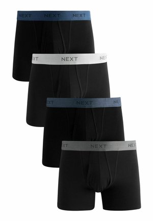 Shorts de boxeur noirs avec des couleurs de ceinture variées : marine, gris et blanc. Fabriqués dans un tissu doux et extensible, avec un logo NEXT discret sur les ceintures.