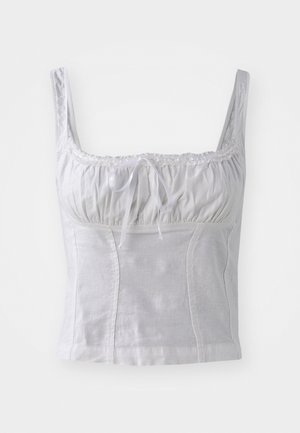 BDG Urban Outfitters BDG LINEN MIX PRAIRIE CAMI - Top - white