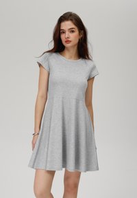 Even&Odd - Džersejové šaty - light grey melange Miniatúrny obrázok 1