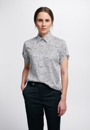 Button-down blouse - weiss/braun