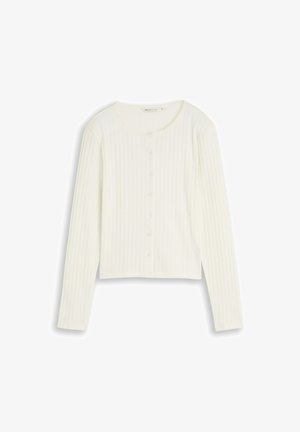 TOM TAILOR DENIM, TOM TAILOR DENIM T-SHIRT POINTELLE CARDIGAN MIT KNOPFLEISTE - Strickjacke - off white