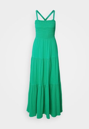 DRESS WITH SMOCK DETAIL - Maxi-jurk - scuba green