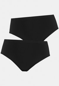 Slip neri a vita alta realizzati in cotone elasticizzato. Texture liscia con bordi elasticizzati, che offrono una copertura totale e un design semplice.