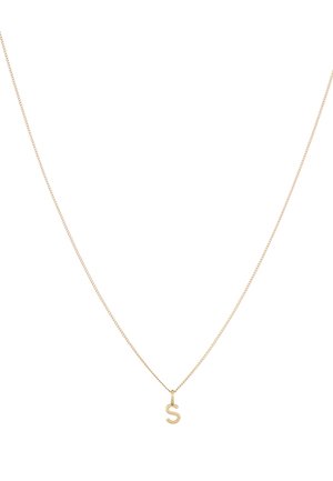 Guld vedhængsarmbånd med et lille 's' charm på en fin kæde, der fremviser en glat finish og let design.