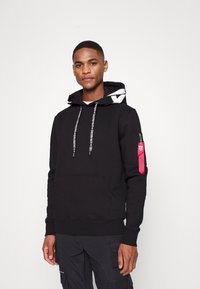 Alpha Industries - HOODY - Džemperis ar kapuci - black Miniatūras attēls 1