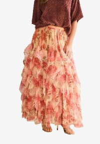 REGULAR FIT - RUFFLED  - Plisovaná sukně - pink
