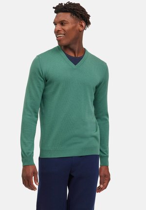 FALKE BASIC NEW MERINO V-NECK - Trui - caiman
