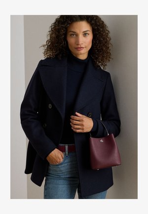 Lauren Ralph Lauren, CROSSHATCH SMALL REESE BUCKET BAG - Håndtasker - dark garnet