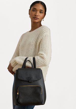 Lauren Ralph Lauren PEBBLED LEATHER MEDIUM CAMERYN BACKPACK - Mochila - black