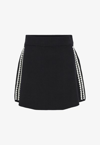 OBJRASHIA SHORT - Jupe trapèze - black detail white thread