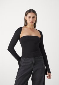 Gina Tricot SOFT TOUCH SQUARE NECK TOP - Top dugih rukava - black