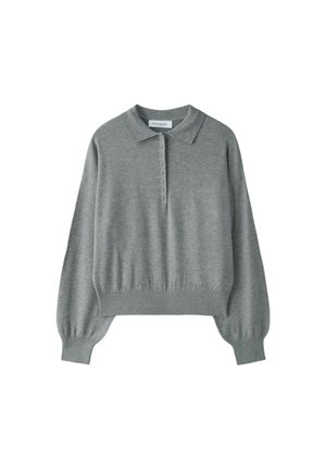 Stradivarius, POLO COLLAR KNIT SWEATER - T-shirt à manches longues - light grey