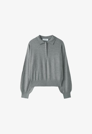 Stradivarius, POLO COLLAR KNIT SWEATER - T-shirt à manches longues - light grey