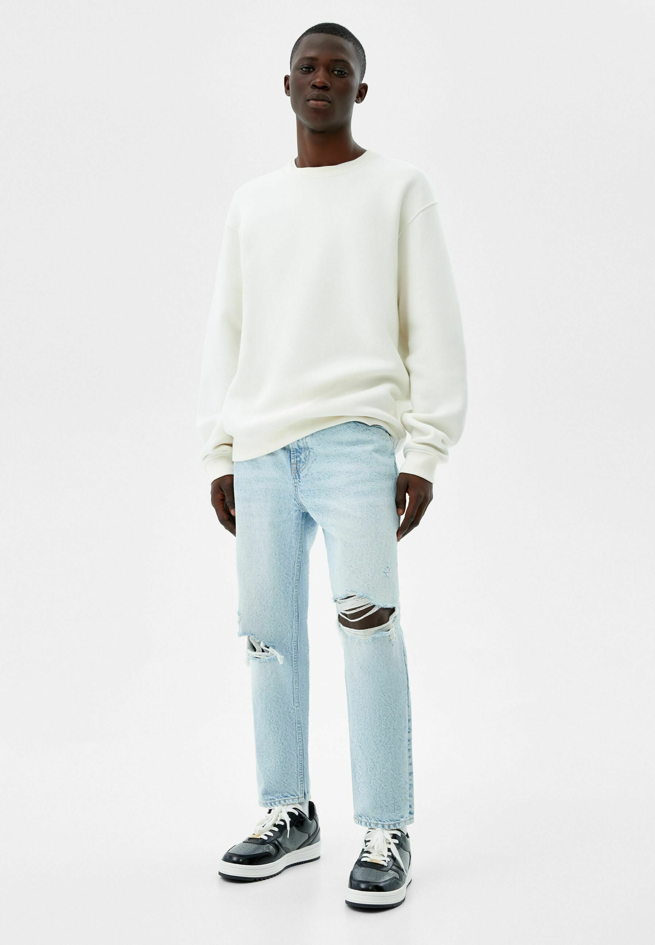 Bershka JOGGER RIPPED - Relaxed fit 