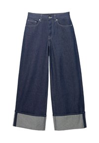 SUPER WIDE-LEG WITH TURN-UP HEMS - Relaxed fit jeans - dark blue