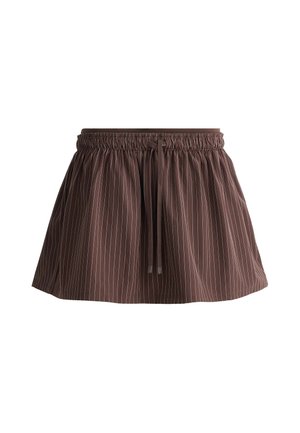 OYSHO, PINSTRIPE DOUBLE-WAIST MINI SKIRT - Minijupe - chocolate red