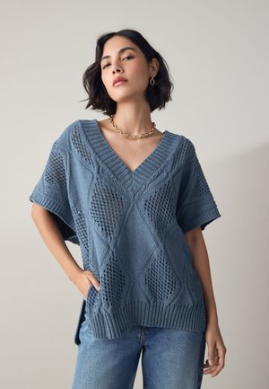REGULAR FIT - ARGYLE OPEN TANK COVER-UP - Apdrukāts T-krekls - blue