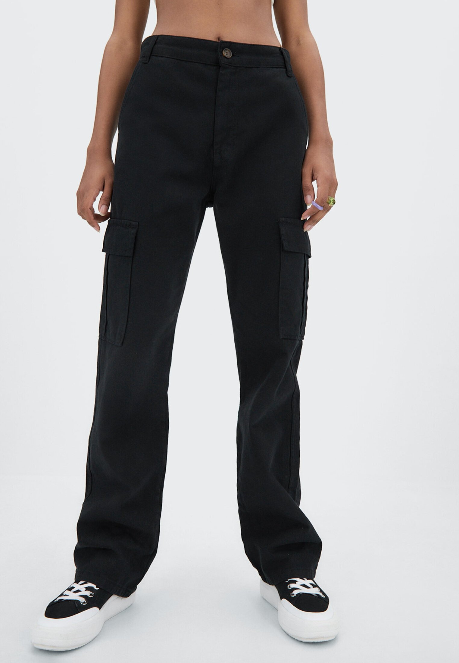 Stradivarius Cargo trousers - black 