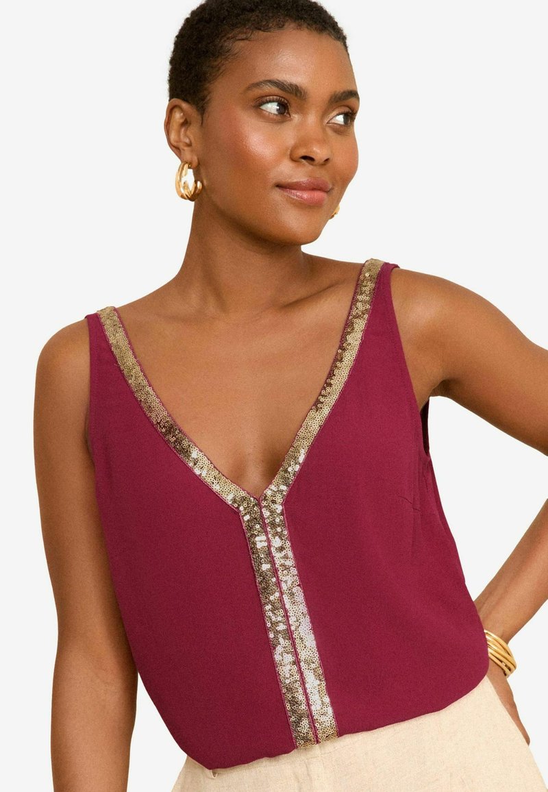 Love & Roses SEQUIN TRIM  REGULAR FIT - Blůza - purple