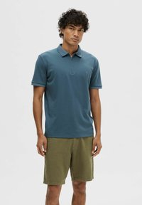 Selected Homme SLHFAVE ZIP - Polo majica - bering sea